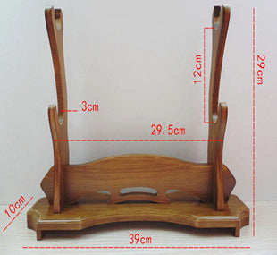 刀掛け 2本掛け 2段 刀スタンド 台座付き 無垢材 刀掛台 原木 刀置き