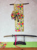 タペストリー テーブルランナーのセット 緑 正絹 模造刀刀壁掛け 創作掛け軸  帯アート 和風インテリア Tapestry F01