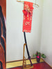 タペストリー  赤 正絹 名古屋帯 模造刀刀壁掛け 創作掛け軸  帯アート 和風インテリア Tapestry N02