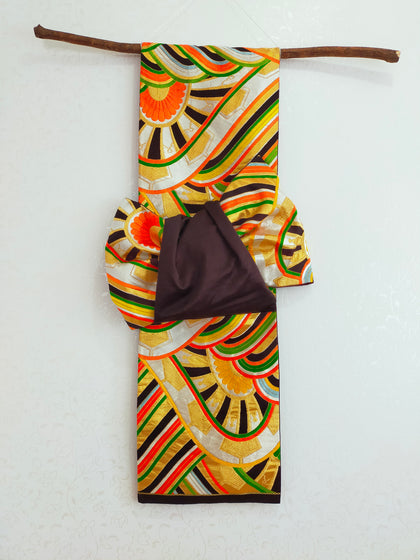 タペストリー テーブルランナーのセット 黒金 正絹 模造刀刀壁掛け 創作掛け軸  帯アート 和風インテリア Tapestry F05