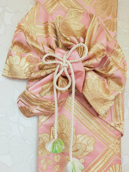 タペストリー 桜ピンク 桐 吉祥文様 高級正絹 模造刀刀壁掛け 創作掛け軸  帯アート 和風インテリア Tapestry F08