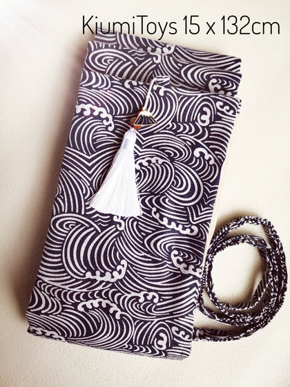 刀袋 剣袋 和柄 携帯用 キャリーバッグ  肩掛け付 模造刀 居合刀 竹刀 日本刀 飾りストラップ付 幅15cm 波浪  SB03