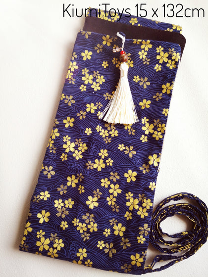 刀袋 剣袋 和柄 携帯用 キャリーバッグ  肩掛け付 模造刀 居合刀 竹刀 日本刀 飾りストラップ付 幅15cm 藍桜  SB04