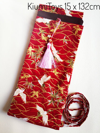 刀袋 剣袋 和柄 携帯用 キャリーバッグ  肩掛け付 模造刀 居合刀 竹刀 日本刀 飾りストラップ付 幅15cm 紅鶴  SB05