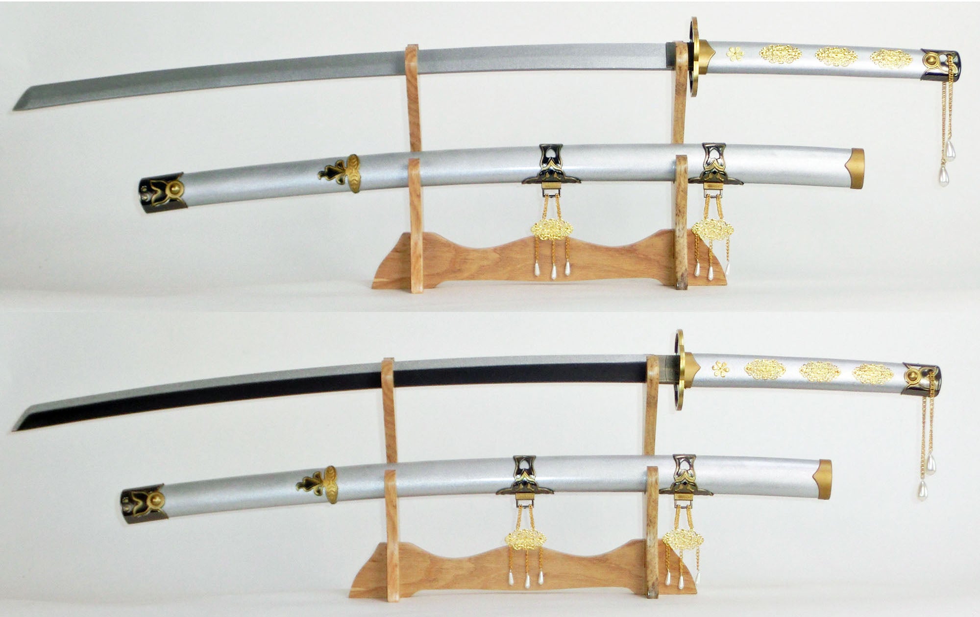 刀掛台 2段式 和風 インテリア 置物 飾り 木製 剣置き 刀装具 